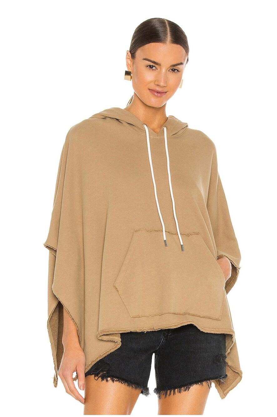 ATM Anthony Thomas Melillo French Terry Hooded Poncho in Dune // One Size